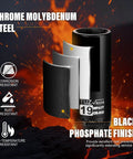 Heavy Duty Half Inch Drive 19mm Deep Well Metric 6 Point Chrome Molybdenum Impact Socket With Corrosion Resistant Black Phosphate Finish close-up view of socket material
