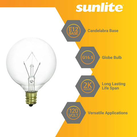 Clear G16 5 Globe Light Bulb 25W 120V Dimmable E12 Candelabra Base For Chandeliers Vanity Mirrors Wall Sconces Sign Displays 180 Lumens