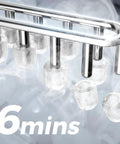 Portable Countertop Ice Maker That Makes Bullet Ice Pretty Dang Fast With Zero Fuss And Self Cleaning Features Providing Two Cube Size Choices For House Parties Producing 26 Pounds Daily In Modern Black - Close-up of bullet ice being produced in 6 minutes.