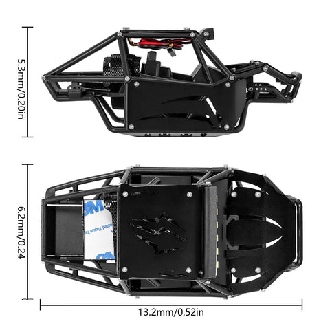 45g Nylon Rock Buggy Body Shell With Dope Aluminum Spider Panels For 1 To 24 RC Crawler Axial SCX24 C10 JLU Bronco Base Camp 4Runner Unassembled Kit Black Tube Roll Cage