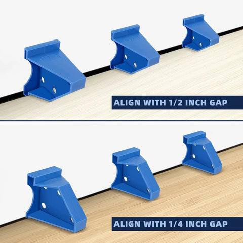 Forty Pack Floor Spacers For Laminate Vinyl Plank Hardwood And Floating Floors With One Quarter Inch And One Half Inch Gap Triangle Design Install Tool on wood floor