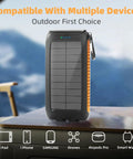 High Capacity Solar Phone Charger 49800mAh with Type-C and Dual USB Ports, fast 15W output, waterproof outdoor power bank