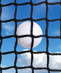 Golf ball caught in Beefy 10x10ft Heavy Duty Golf Practice Net With High Impact Nylon Netting For Driving Range And Backyard Hitting