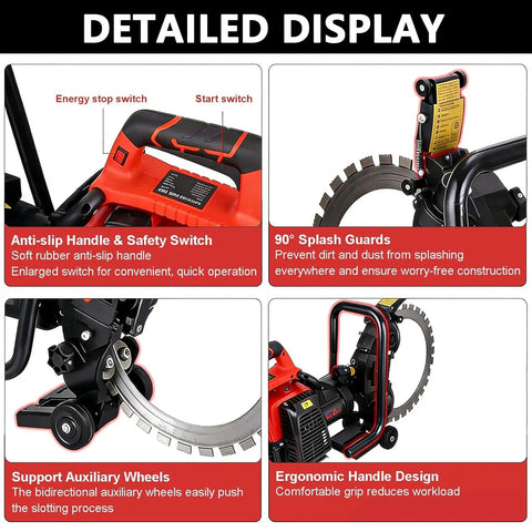 Beast Mode 52Cc Gas Powered Concrete Ring Saw featuring ergonomic handle and safety switches for easy operation.