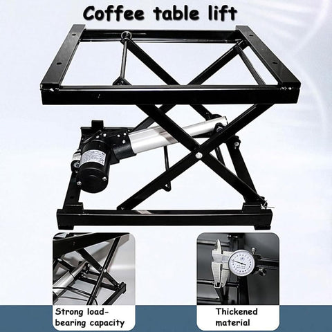 Heavy Duty Electric Scissor Lift Table With Remote And Manual Controls, Foldable Hydraulic Work Platform, 330 Pound Capacity Steel Frame viewed from the side.
