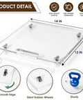 Smooth As Butter Sliding Tray For Coffee Maker With Silent Rubber Wheels Scratch Proof Base, 14x13 inch clear acrylic pad.