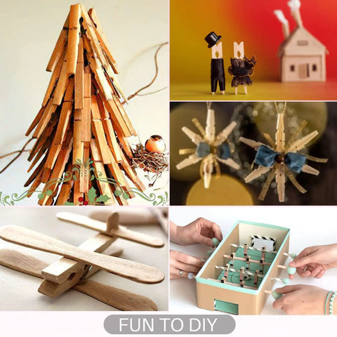 Craft projects using Top Shelf 100 Piece Mini Wooden Clothespins With Handy Storage Bag Dead Serious Grip Birch Hardwood Clips.