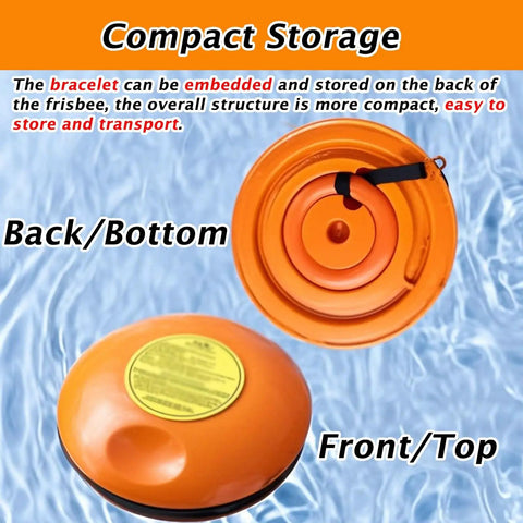 Throwable Life Saver Disc With Easy Grip And Rescue Rope For Water And Ice Emergencies showing compact storage design