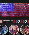 Solar American Flag Net Lights Outdoor 420 LEDs 6.5ft By 3.28ft Epic Bright Flag Mesh Solar Powered Auto On At Dusk