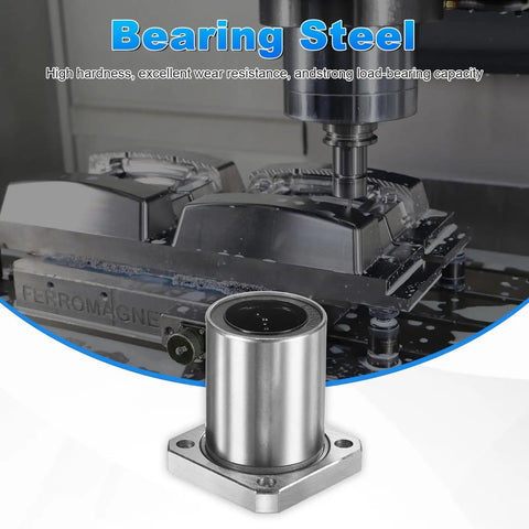 Top Tier LMK30UU Linear Ball Bearings 30MM Bore 45MM OD 2 Pack Flange Bushing showcasing bearing steel construction.