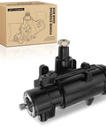 Heavy Duty Power Steering Gearbox Assembly Upgrade Old School Chevy Trucks, black steering box, includes packaging.