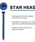 3/16 x 2-1/4 Inch Blue Climaseal Star Head Concrete Anchors, 75 Pcs, corrosion-resistant coating, side view with text