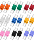 Tough As Nails 18 Piece High Current Bolt On Fuse Kit with colorful fuses from 30A to 175A for cars trucks boats RVs.