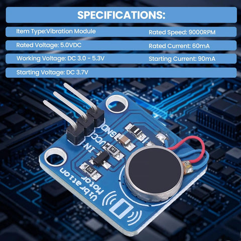 3 Pack DC 5V 9000 RPM Dope Vibration Module For DIY Projects PWM Controlled Industrial Vibe Motor Shock Vibration Motor For Electric Machines And Robotics Applications, blue PCB