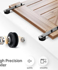 16 Ft Double Sliding Barn Door Hardware Track Kit With Straight Pulleys Heavy Duty Steel Black Powder Coated Finish For 48 Inch Wide Doors