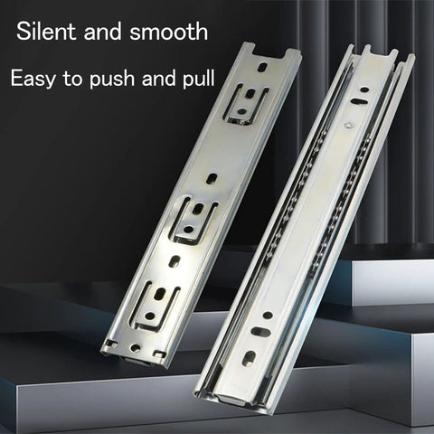 Full Extension Drawer Slides With Quiet Ball Bearing Tracks, Heavy Duty Side Mounted Rails For Dressers And Cabinets