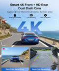 9.26 Inch Wireless CarPlay Screen With 4K Dash Cam And HD Backup Camera showing road recording and reverse view on screen