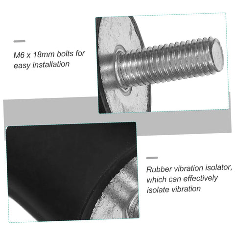 4 Piece Rubber Mounts Vibration Pads For Fitness Equipment, Heavy Duty Shock Absorber Holders, Quiet Vibration Isolators For Home Gym Machines, Bikes, Air Compressors. M6x18 bolt rubber isolator