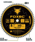 Eight And A Quarter Inch Table Saw Blade With Sixty Tooth Fine Finish For Hardwood Softwood And Plywood Ultra Thin Kerf And Durable Tungsten Carbide Five Eighths Inch Arbor Diamond Knockout For Long Life Pro Grade Woodworking Tool image showing 8-1/4 inch diameter, 60T, tungsten carbide construction with 5/8 inch arbor hole and ultra thin 0.079 inch kerf.