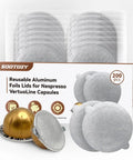 Reusable VertuoLine Capsules Kit, 200 Pack Refillable Aluminum Covers With Foil Seals, Lids Included, Pods Not Included