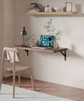 36 Inch Floating Wall Desk for Small Spaces, Space Saving Wall Mounted Table in Solid Pine Wood With Heavy Duty Brackets in home office