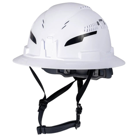 Type 2 Vented Full Brim Hard Hat With Chin Strap And 6-Point Suspension, Class C ANSI Z89.1 2014 HT-LT Protective Gear With Accessory Mounts