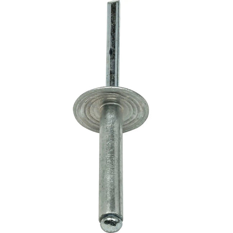 Large Flange Pop Rivets 3/16 x 1 Inch, 50 Pack Aluminum Body Steel Mandrel, Heavy Duty Pro Grade Dome Head Blind Rivets, Open End 6-16 Gap
