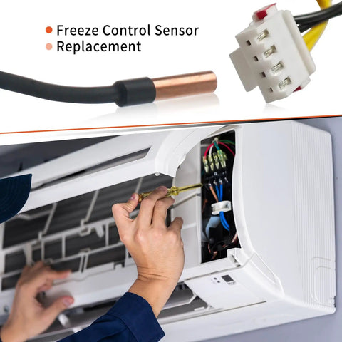 Universal Air Conditioner Temperature Sensor Thermistor Probe Replacement shown with dual 20K copper head for AC installation.