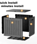 Exploded view of 30 Gallon Outdoor Deck Box Lockable Waterproof Storage Container For Patio Cushions Garden Tools And Pool Accessories Weatherproof Resin Black