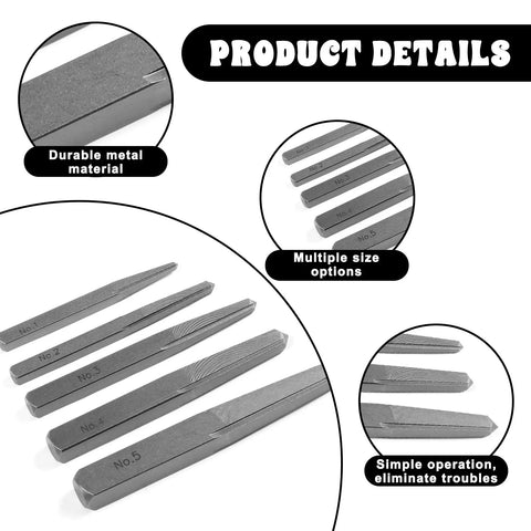 5 Piece Bolt Extractor Set For Damaged Screws And Broken Bolts, Straight Fluted Square Type in various sizes on display