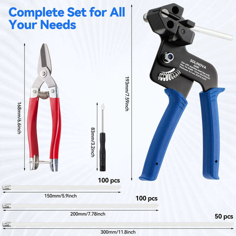 Heavy Duty Stainless Steel Cable Tie Gun Kit With 304 Zip Ties For Outdoor Use Includes Three Tie Sizes Workhorse