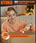 800 RPM Brushless Cordless Cardboard Cutter For Fast, Smooth Box Cutting, Beast Mode Pro Grade Tool With 3500mAh Battery, Powers Through Cardboard, Cartons, Plastic, Leather, Carpet, And More, orange blade cutting box