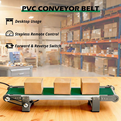 20 Inch Electric Desktop Conveyor Belt With Forward And Reverse Switch Stepless Speed Adjustment PVC Belt in warehouse