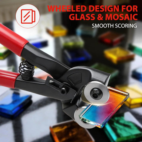 2 Piece Glass Tile Nippers Set With Dual Purpose Tile And Mosaic Cutter Tools, Wheeled Glass Cutter and tiles