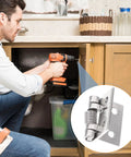 Man installing Self Closing Door Hinges 1 Inch Stainless Steel 10 Pack with built-in beefy spring on cabinet door