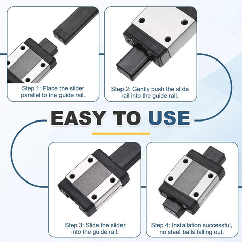 Two Pack MGW12C Linear Bearing Carriage Blocks With Mini Guide For 24mm Linear Motion Slides, step-by-step install view