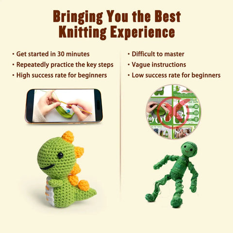 Comparison of 8 Piece Beginner Crochet Starter Kit With 40 Percent Extra Yarn For Cute Animal Crochet Kits vs traditional methods