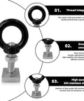 Heavy Duty 4 Pack M8 T Slot Bolts With Eye Nuts For Roof Racks, Stainless Steel T Track Bolts, Anchoring Kit details