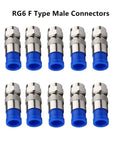 Set of 10 RG6 F compression connectors, part of Coax Cable Crimping Tool Kit With Adjustable F Connectors For RG6 RG59 RG11.