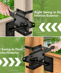 Heavy Duty Gate Hinge And Self Locking Latch Set For Wood Fence Two Pack Auto Lock Gravity Latch Keeps Gate Secure In Windy Weather No Manual Latching Required on wood post