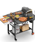 Heavy Duty Pizza Oven Table With Topping Station On Wheels Gigantic Countertop Cart For Large Pizzas And Outdoor Grillin