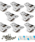 Mini Fixed Caster Wheels Half Inch Low Profile Plate Non Swivel 8 Pack with screws and adhesive tape