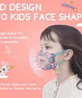 Child wearing Kids KN95 Face Masks 30 Pack With 5 Layers Disposable Protective Covers Small Size For Kiddos Boys And Girls Elastic Earloops Plaid Flower Design Ideal For School Indoor Outdoor Use