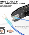 Wire Crimping Tool For Insulated Electrical Wire Connectors AWG 22 To 10 9 Inch Crimping Pliers with precision ratchet.