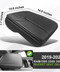 Dodge Ram Center Console Armrest Cover For 2019 To 2026 Ram 1500 2500 3500 Bucket Seat Only Vegan Leather 1 Inch Thick