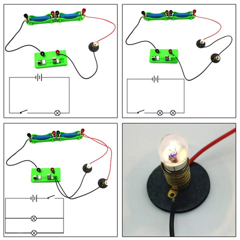 Hands On Electromagnet And Basic Electricity Circuit Kit for School Lab DIY Physics Experiments showing circuit diagrams and bulb