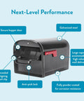 Locking Parcel Mailbox X Large Pewter Built Like A Tank, Heavy Duty Galvanized Steel With Rust Resistant Powder Coat Finish