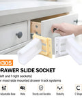 Top Shelf White Drawer Slide Socket Set Fits One Inch RV Cabinet Drawers Heavy Duty Hardware Replacement Parts Smooth Glide Action close-up