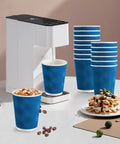 12 Oz Insulated Paper Cups With Ripple Wall For Hot Or Cold Beverages, 50 Count Blue Disposable Cups No Lids in kitchen setting