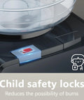 Top Loading Hot And Cold Water Dispenser For 3 Or 5 Gallon Bottles With Kid Safe Lock Ideal Office Or Home Water Cooler safety lock close-up